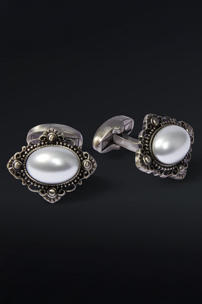 Oval Mother Of Pearl Stainless Steel Cufflinks - Ron Tomson