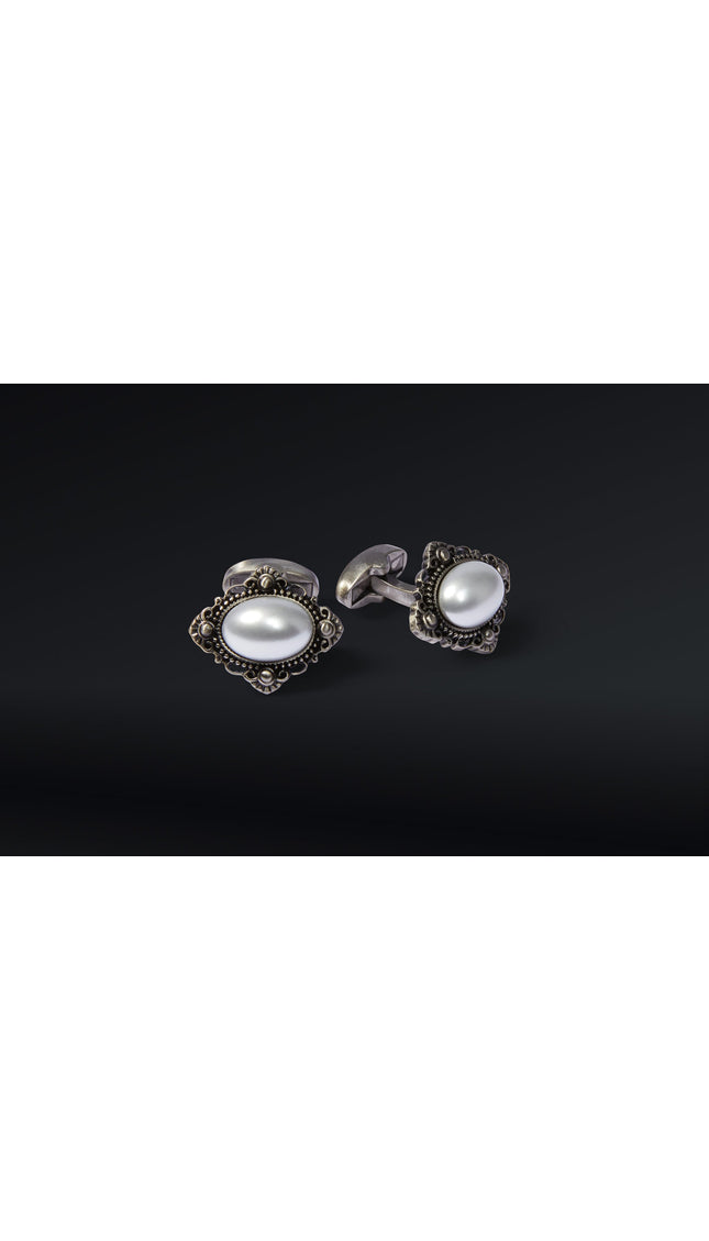 Oval Mother Of Pearl Stainless Steel Cufflinks - Ron Tomson