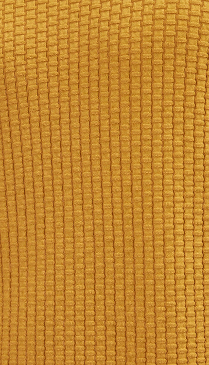 Oversized Bamboo Ribbing Stitch Mock Neck Sweater - Mustard - Ron Tomson
