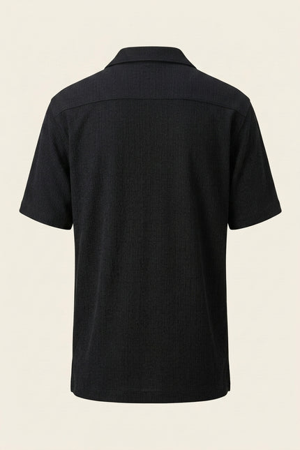Oversized Camp Collar Shirt - Black - Back