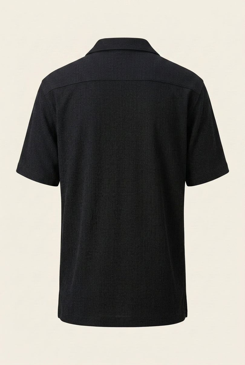 Oversized Camp Collar Shirt - Black - Back