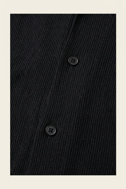 Oversized Camp Collar Shirt - Black - Detail