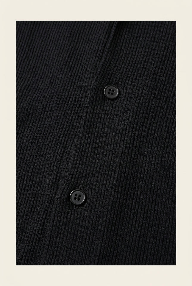 Oversized Camp Collar Shirt - Black - Detail