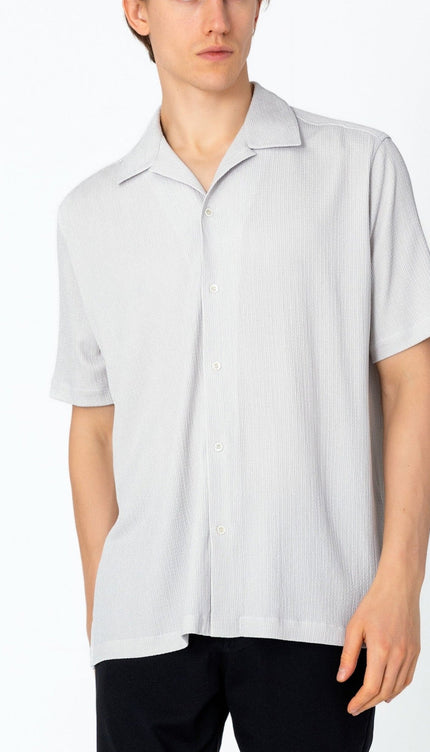 Oversized Camp Collar Shirt - Grey - Ron Tomson