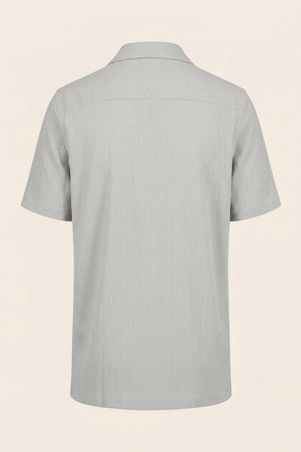 Oversized Camp Collar Shirt - Grey - Back
