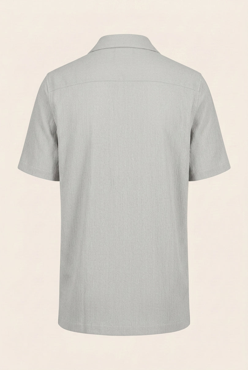 Oversized Camp Collar Shirt - Grey - Back