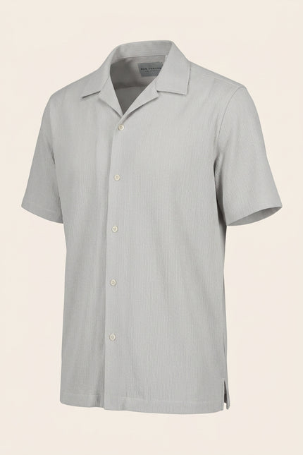 Oversized Camp Collar Shirt - Grey - Front