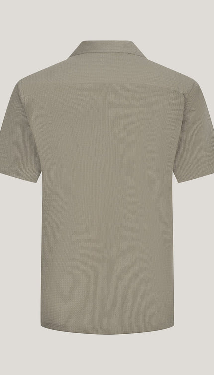 Oversized Camp Collar Shirt - Khaki - Ron Tomson