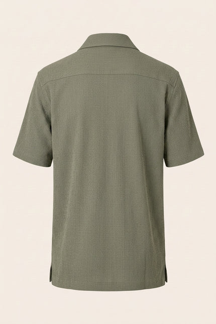 Oversized Camp Collar Shirt - Khaki - Back