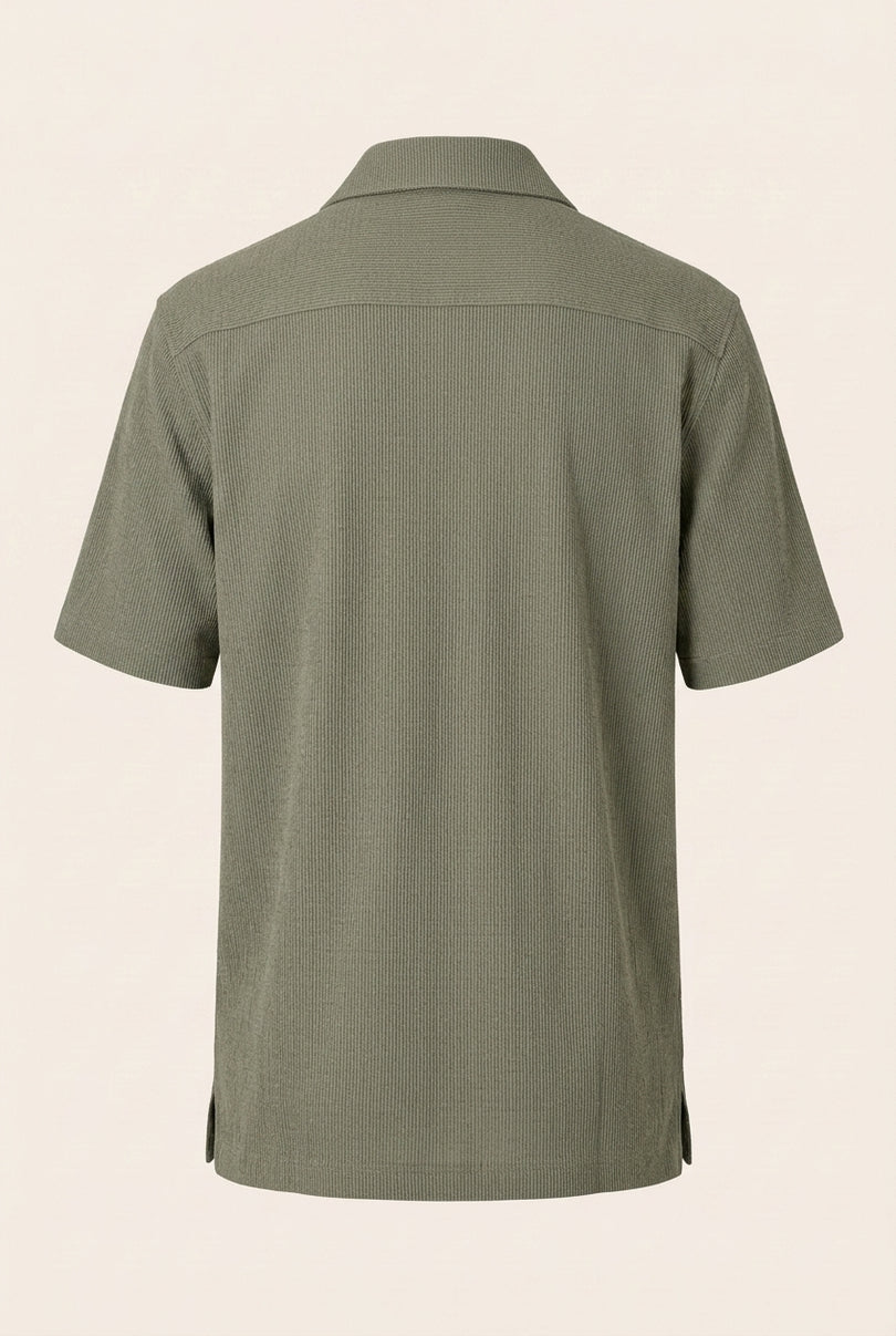 Oversized Camp Collar Shirt - Khaki - Back