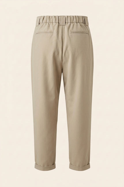 Oversized Pleated Trousers - Beige - Back