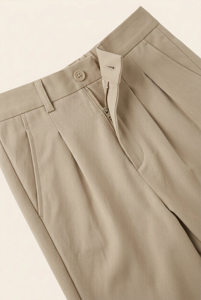 Oversized Pleated Trousers - Beige - Detail