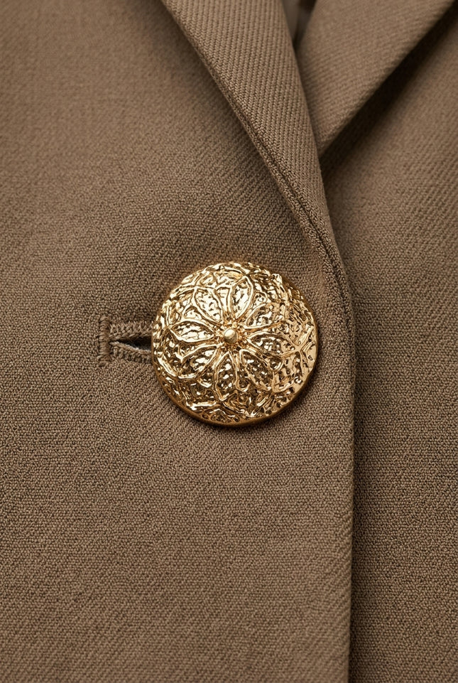 Oversized Single Button Suit - Brown - Detail