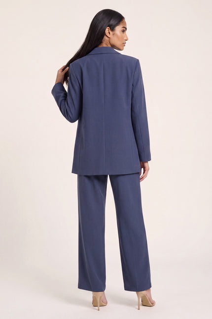 Oversized Single-Breasted Suit - Navy - back view
