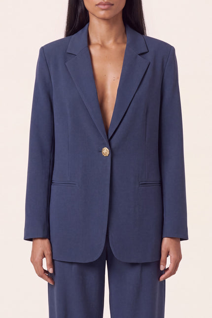 Oversized Single-Breasted Suit - Navy - detail view