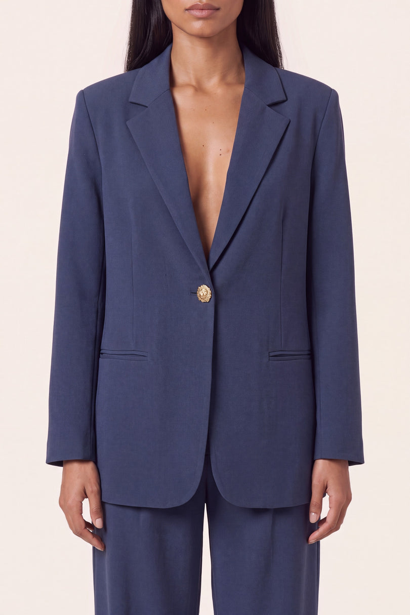 Oversized Single-Breasted Suit - Navy - detail view