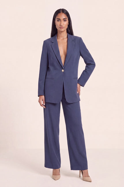 Oversized Single-Breasted Suit - Navy - front view
