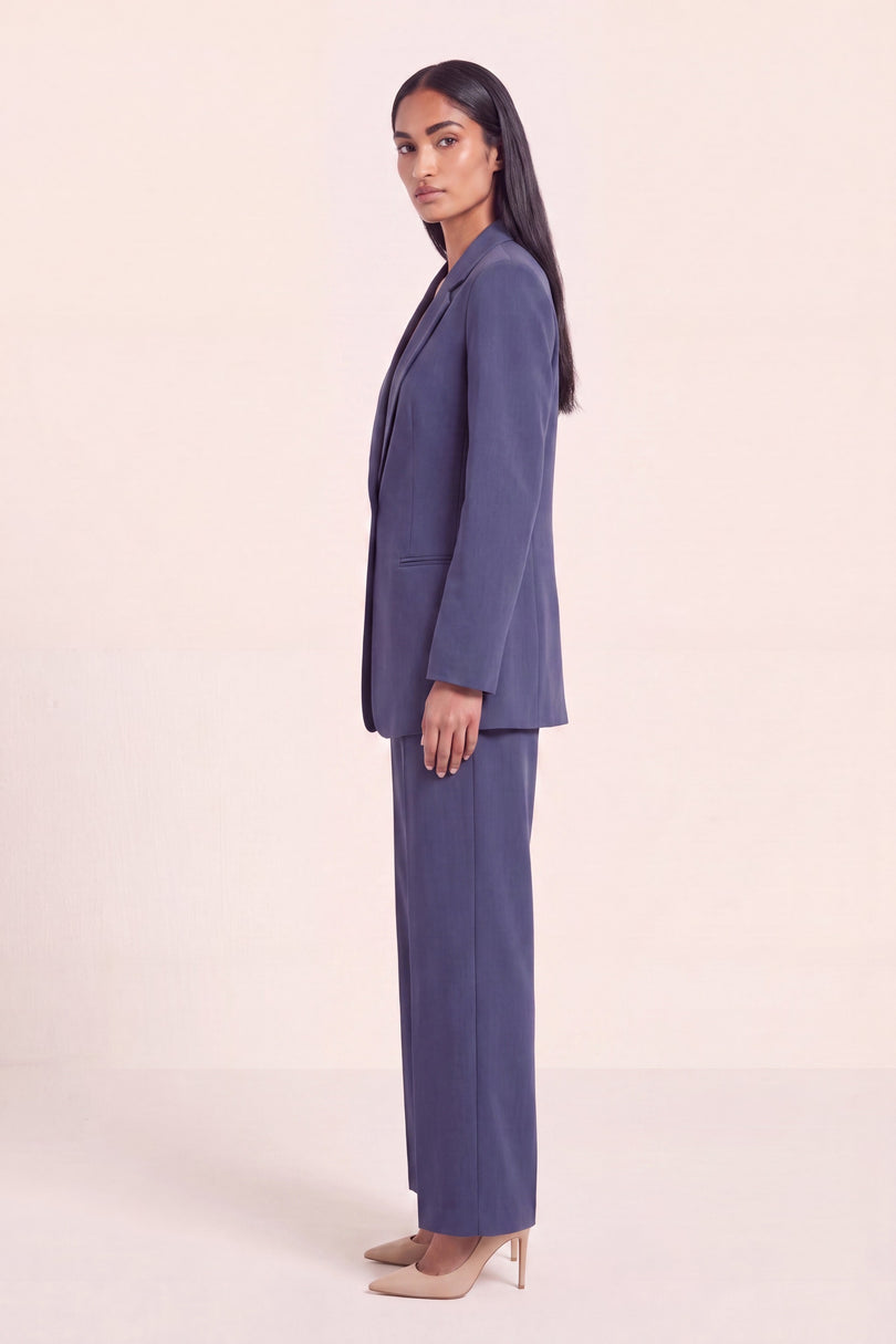 Oversized Single-Breasted Suit - Navy - side view