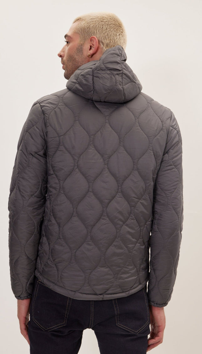 Padded Hooded Coat Jacket - Anthracite - Ron Tomson