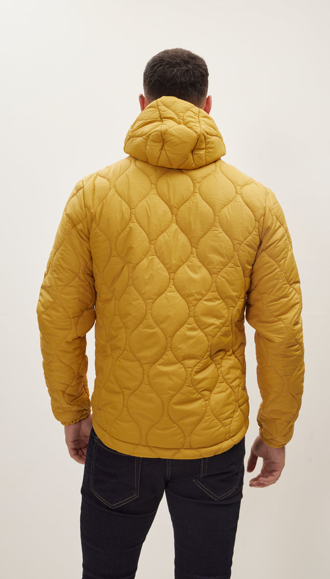 Padded Hooded Coat Jacket - Mustard - Ron Tomson