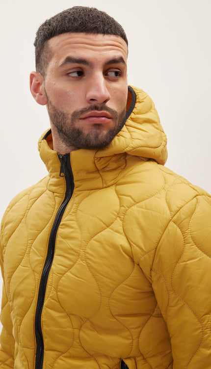 Padded Hooded Coat Jacket - Mustard - Ron Tomson