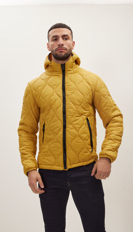 Padded Hooded Coat Jacket - Mustard - Ron Tomson