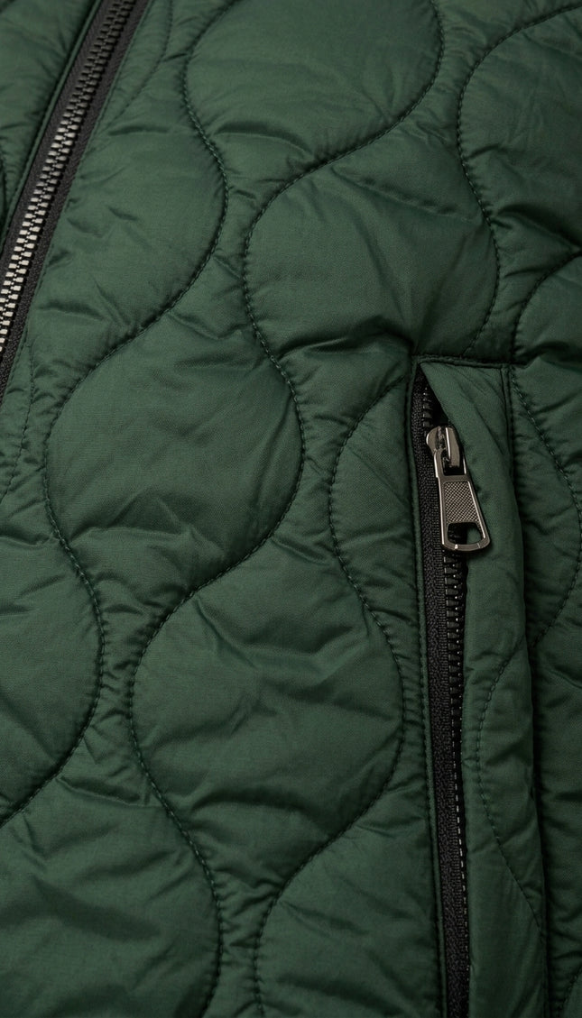 Padded Hooded Jacket - Green - Detail