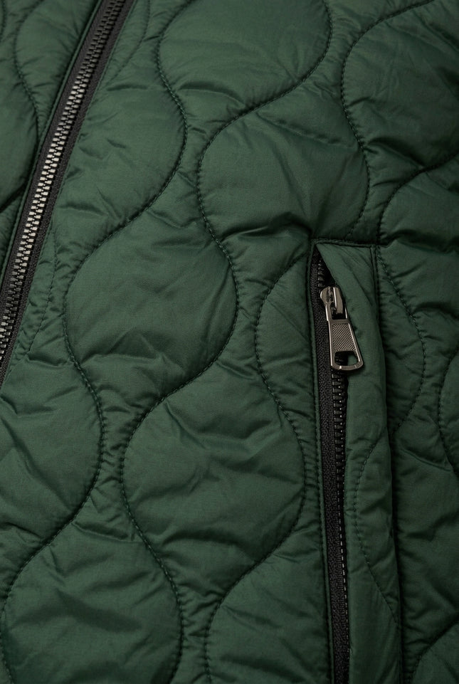 Padded Hooded Jacket - Green - Detail