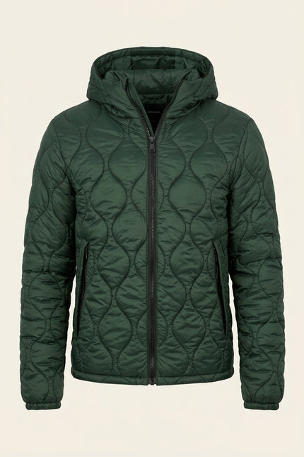 Padded Hooded Jacket - Green - Front