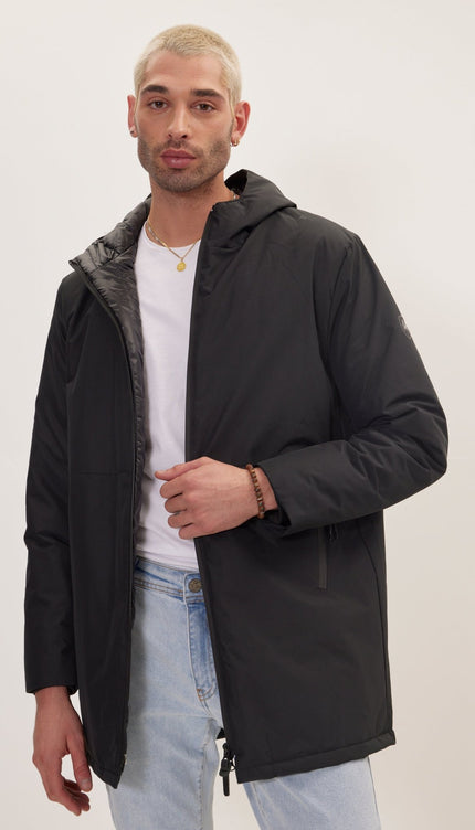 Padded Zip Closure Coat Jacket - Black - Ron Tomson