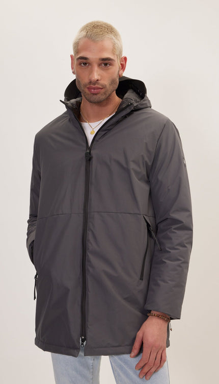 Padded Zip Closure Coat Jacket - Dark Anthracite - Ron Tomson