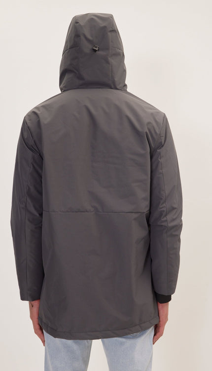 Padded Zip Closure Coat Jacket - Dark Anthracite - Ron Tomson