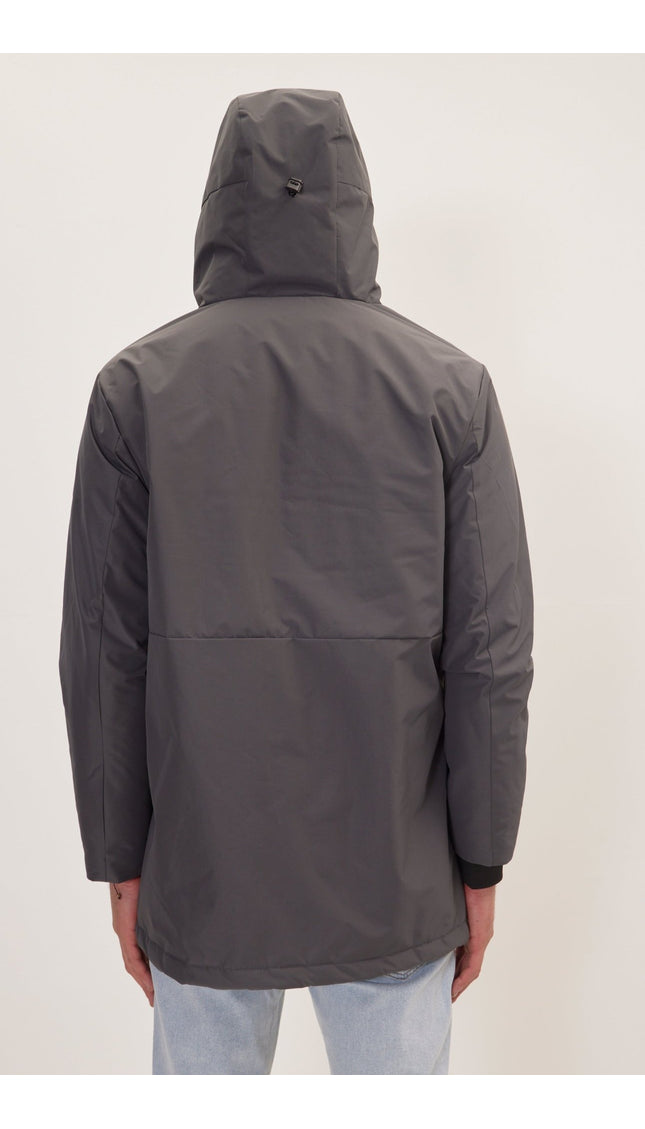 Padded Zip Closure Coat Jacket - Dark Anthracite - Ron Tomson