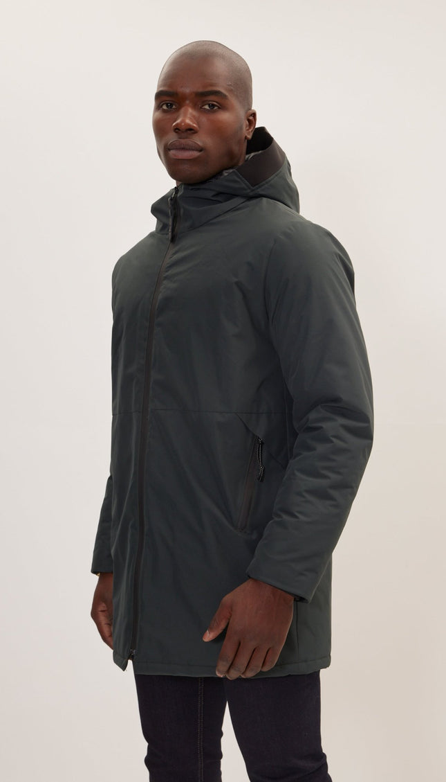 Padded Zip Closure Coat Jacket - Dark Green - Ron Tomson