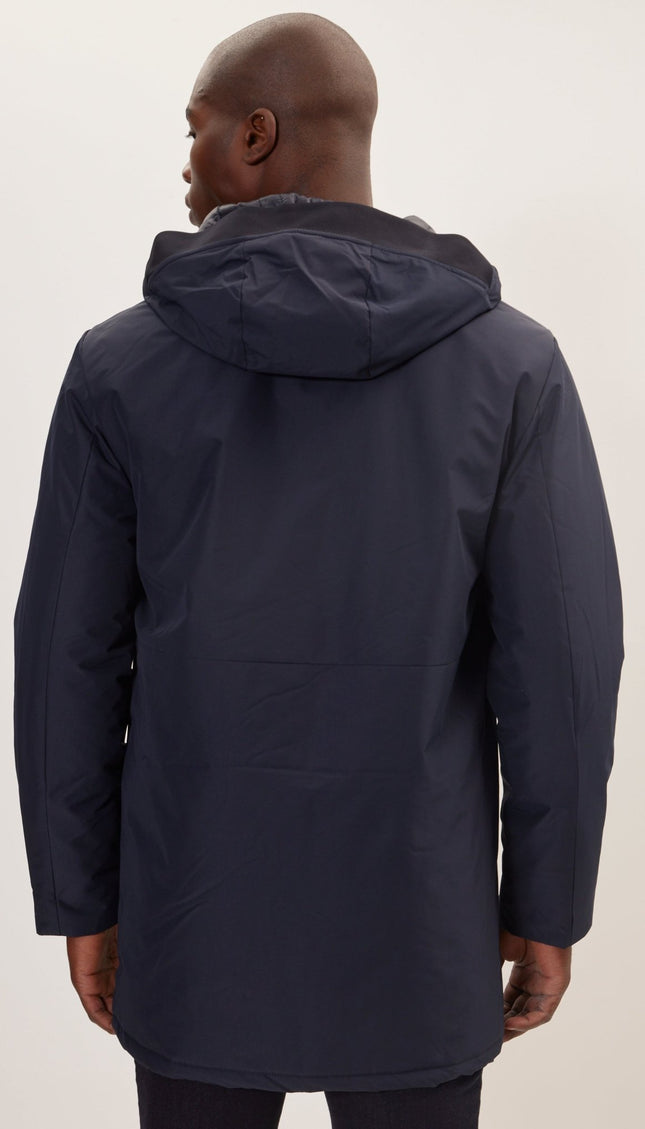 Padded Zip Closure Coat Jacket - Navy - Ron Tomson