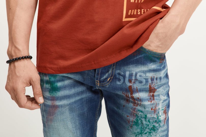 Painted Slim-Straight Denim - Ron Tomson