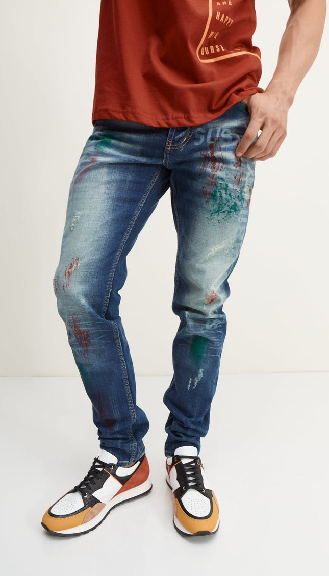 Painted Slim-Straight Denim - Ron Tomson
