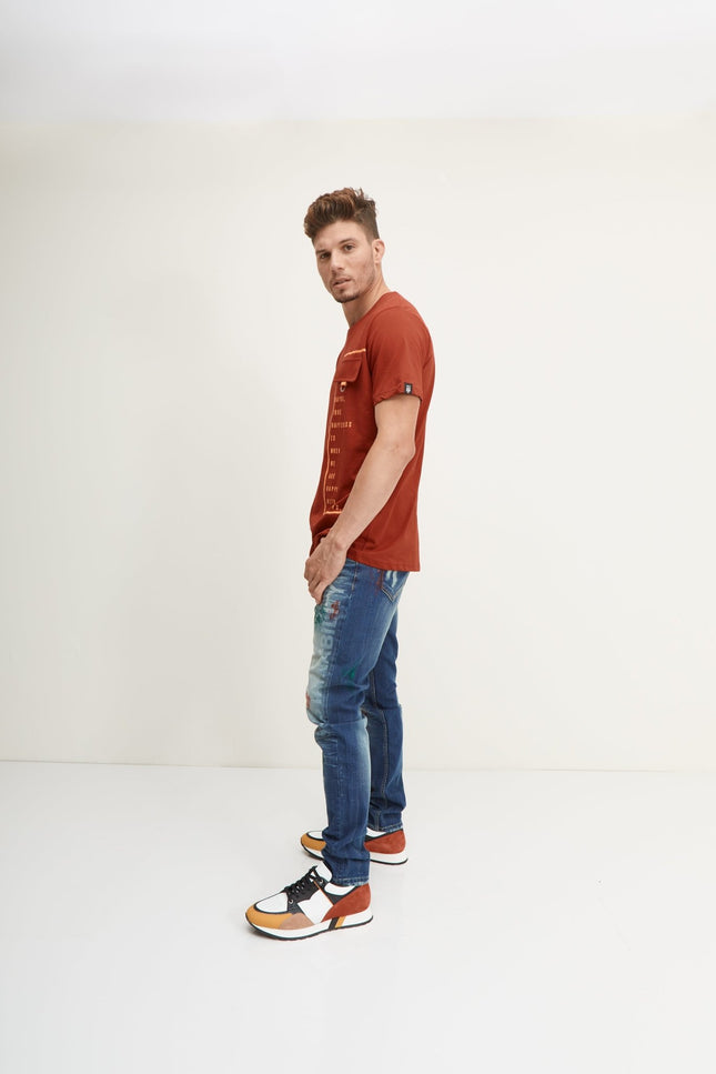 Painted Slim-Straight Denim - Ron Tomson