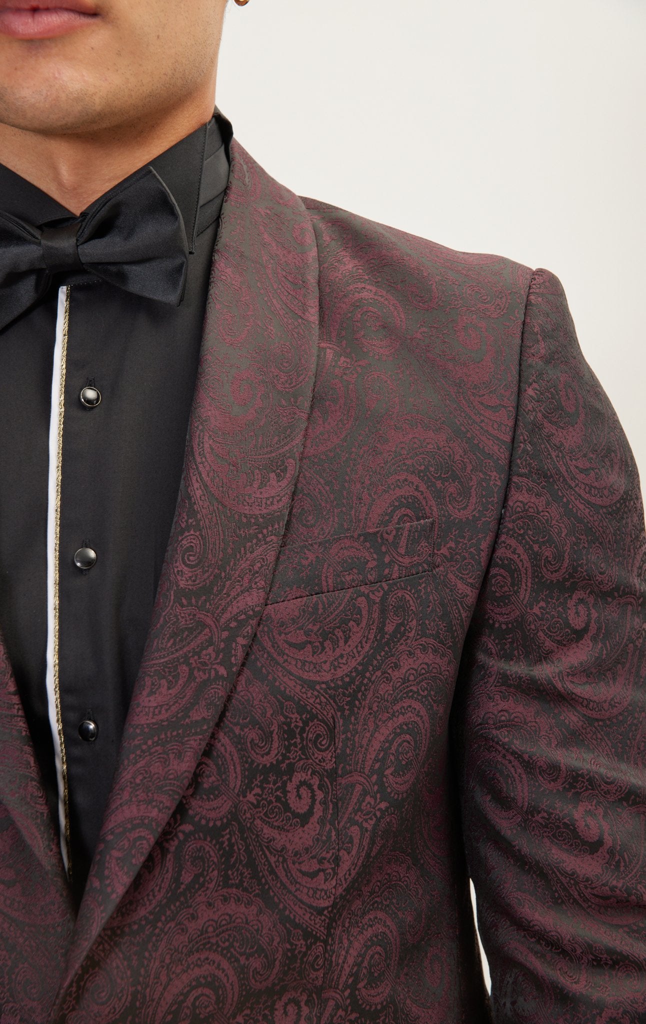 Paisley Shawl Lapel Tuxedo Jacket Burgundy