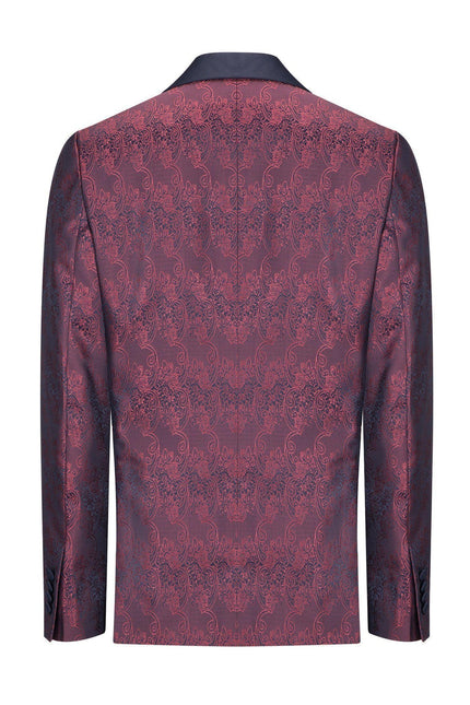 Paisley Shawl Lapel Tuxedo Jacket - Burgundy - Ron Tomson