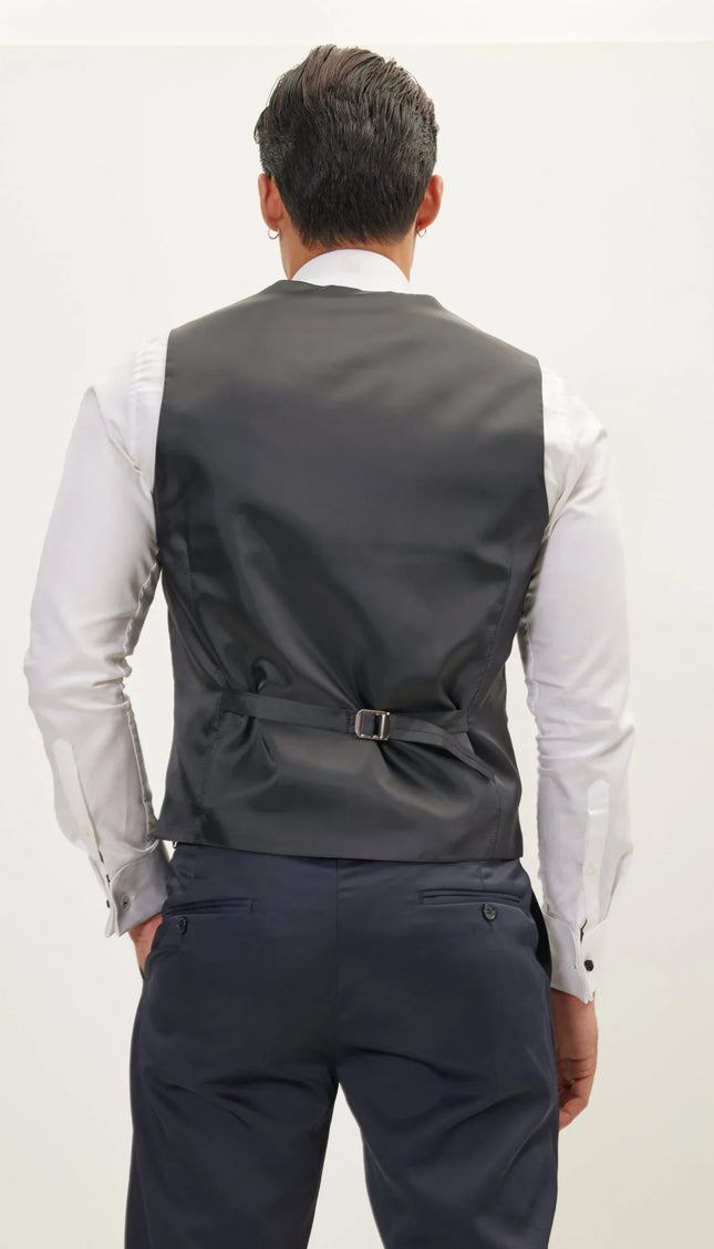 Paisley V-Shaped Vest - Navy - Ron Tomson