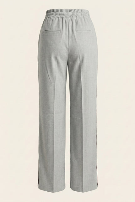 Pinstripe Double-Breasted Wool Suit - Grey - Trousers Back