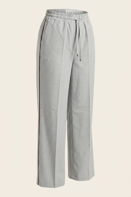 Pinstripe Double-Breasted Wool Suit - Grey - Trousers Front