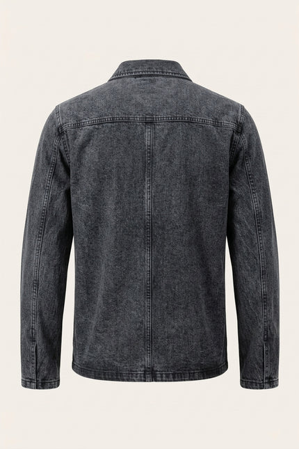 Patch Pocket Denim Jacket - Grey - Back