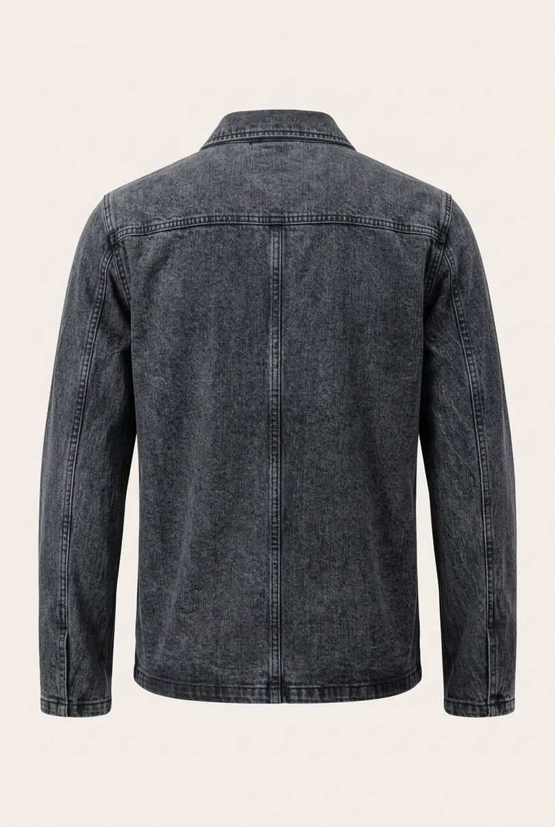 Patch Pocket Denim Jacket - Grey - Back