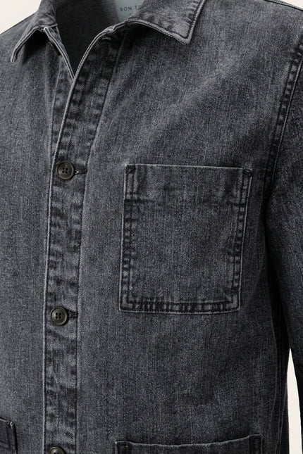 Patch Pocket Denim Jacket - Grey - Detail