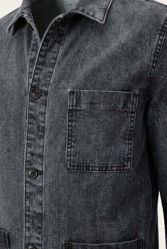 Patch Pocket Denim Jacket - Grey - Detail