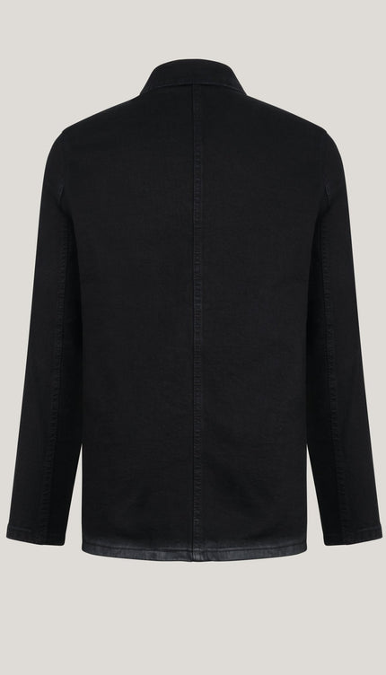 Patch Pocket Fitted Denim Jacket - Black - Ron Tomson