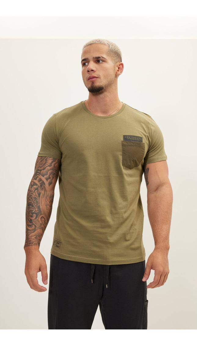 Patch Pocket Fitted T-Shirt - Khaki - Ron Tomson