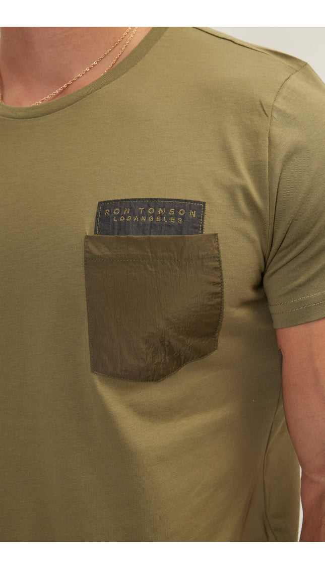 Patch Pocket Fitted T-Shirt - Khaki - Ron Tomson